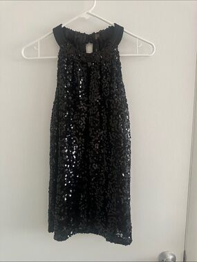 Tahari Black Sequin Halter Top